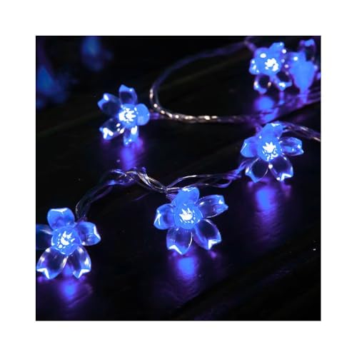 KHIZAR Silicone Flower Fairy Lights – Cherry Blossom LED String Lights for Home Decoration, Valentine Gifts, Mother’s Day, Boys & Girls Bedroom Décor (Blue Color) - Image 3