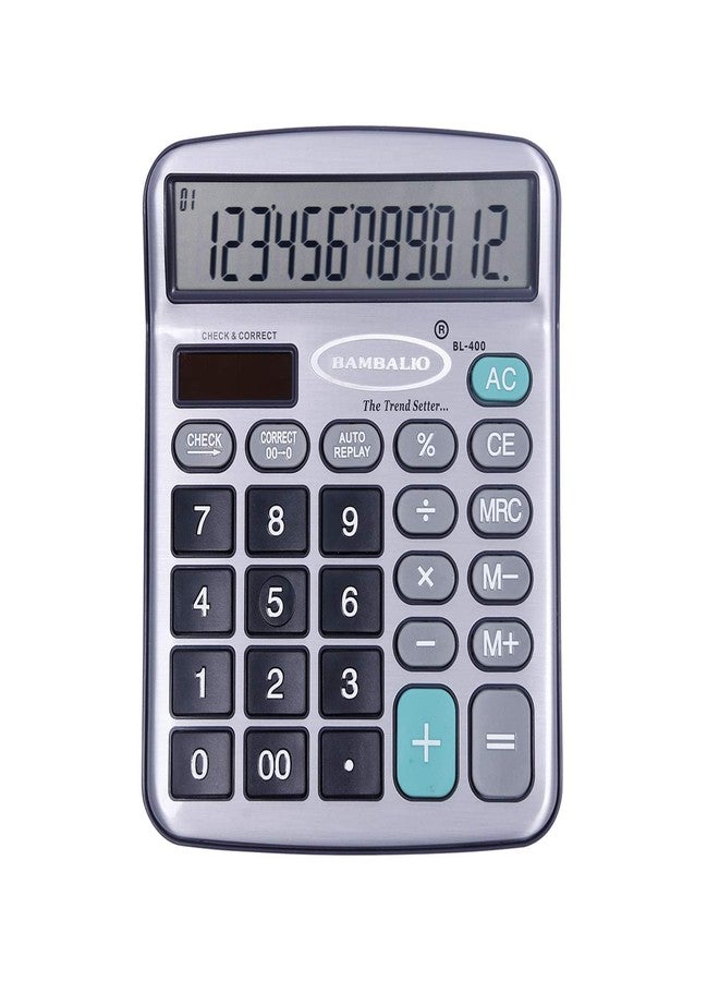 Bambalio Digits BL-400 Big Display & Metallic Panel 3 Years Warranty Electronic Calculator, Silver, Medium Size - Image 1