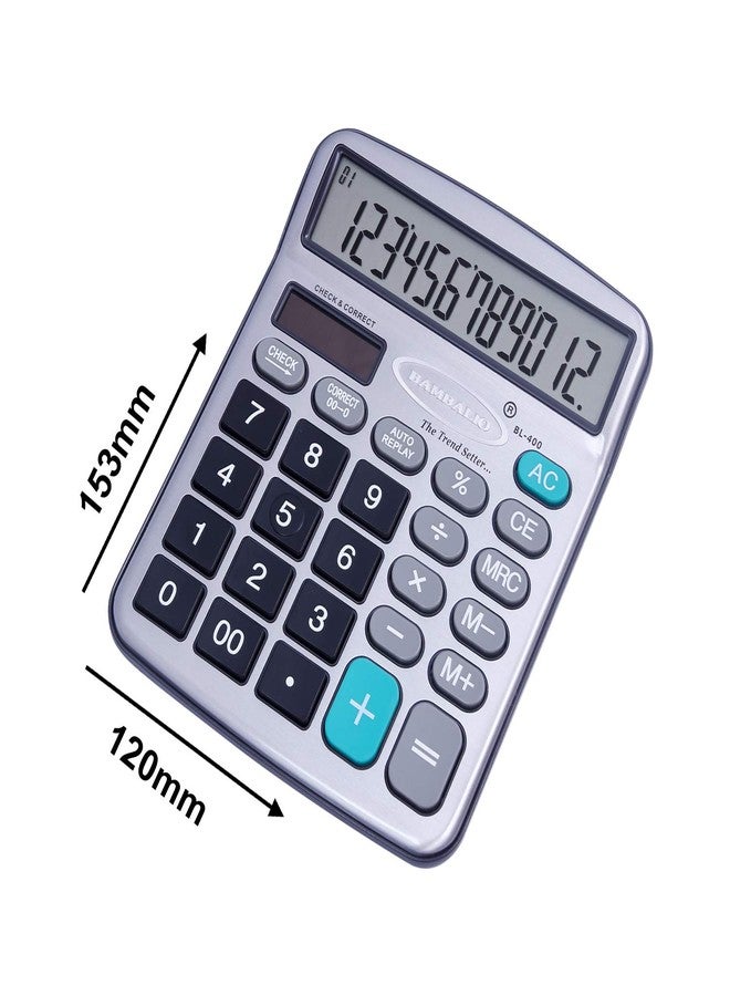Bambalio Digits BL-400 Big Display & Metallic Panel 3 Years Warranty Electronic Calculator, Silver, Medium Size - Image 2