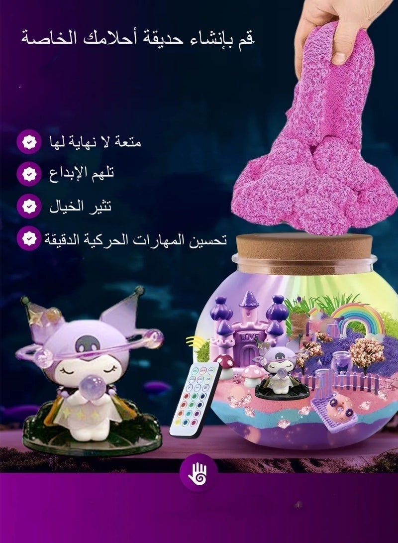 Kuromi Light-Up Terrarium Kit for Kids - LED Night Light Birthday Gift for Girls Ages 4 5 6 7 8-12 Year Old -  Kuromi Toys for Girls - DIY Arts and Crafts Kit for Kids - Image 3
