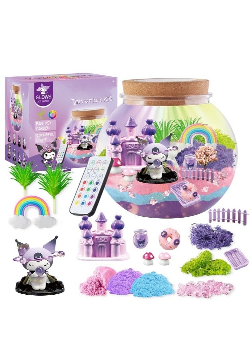 Kuromi Light-Up Terrarium Kit for Kids - LED Night Light Birthday Gift for Girls Ages 4 5 6 7 8-12 Year Old -  Kuromi Toys for Girls - DIY Arts and Crafts Kit for Kids - Image 1