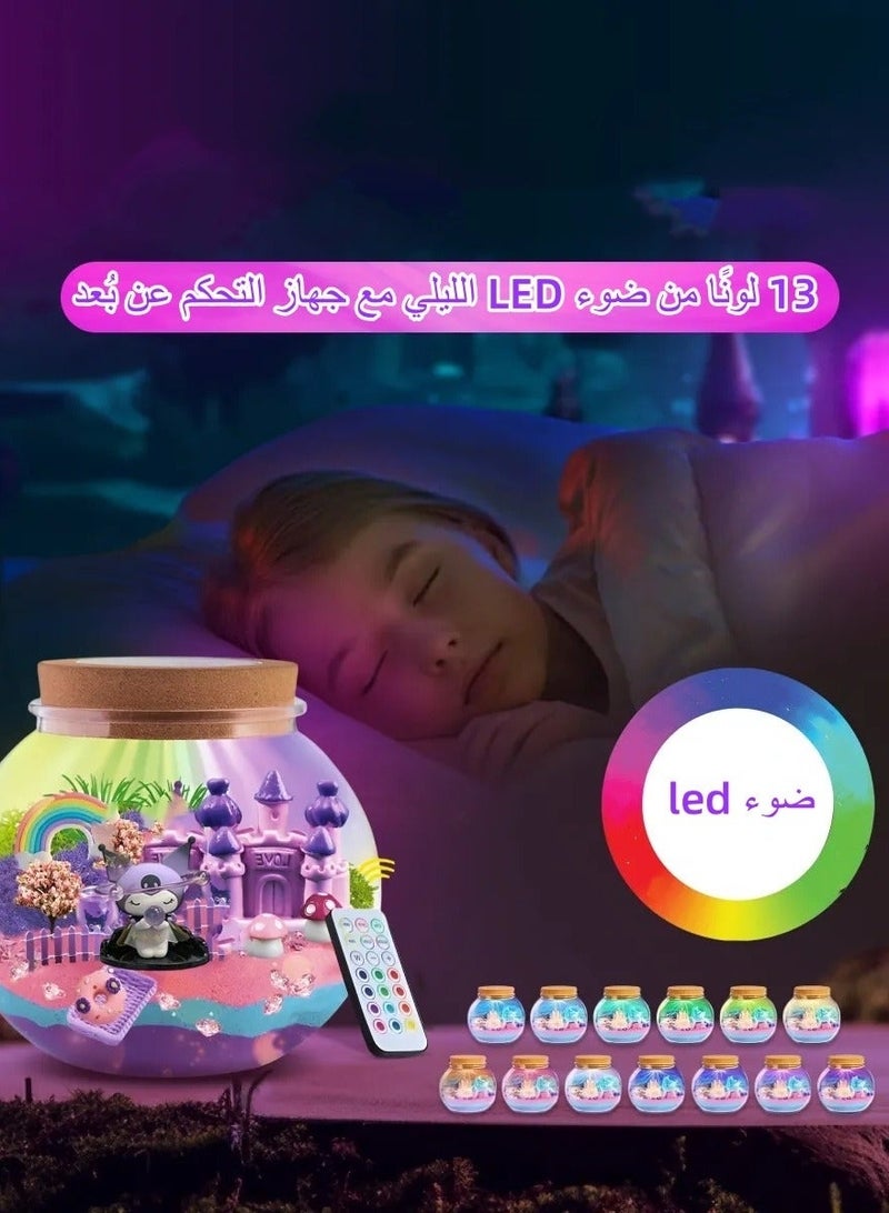 Kuromi Light-Up Terrarium Kit for Kids - LED Night Light Birthday Gift for Girls Ages 4 5 6 7 8-12 Year Old -  Kuromi Toys for Girls - DIY Arts and Crafts Kit for Kids - Image 5