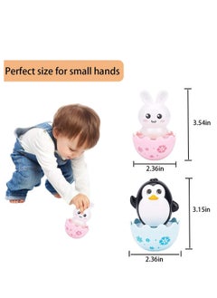 Excefore Cute Tumbler Toys Penguin Bunny Chick Roly Poly Egg Toys Soft Bell Tones Colorful Design Portable Toddler Birthday Gifts Party Decoration 3PCS  - Image 2