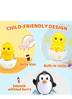 Excefore Cute Tumbler Toys Penguin Bunny Chick Roly Poly Egg Toys Soft Bell Tones Colorful Design Portable Toddler Birthday Gifts Party Decoration 3PCS  - Image 5
