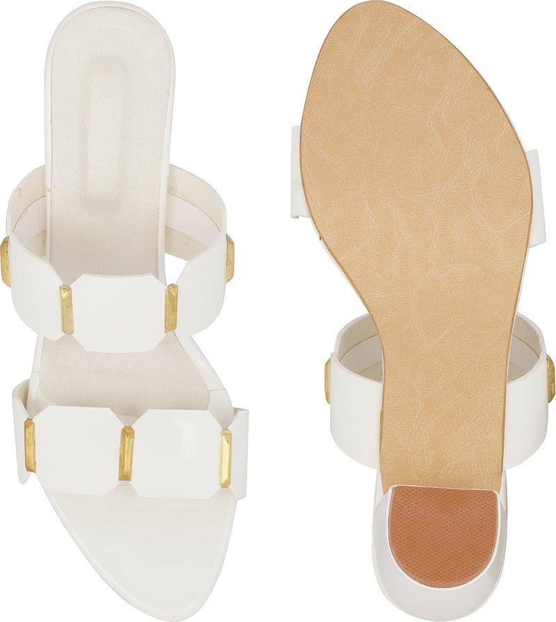 Shoetopia صندل كعب نسائي دو باي بألوان الأسود والوردي والأبيض - Image 5