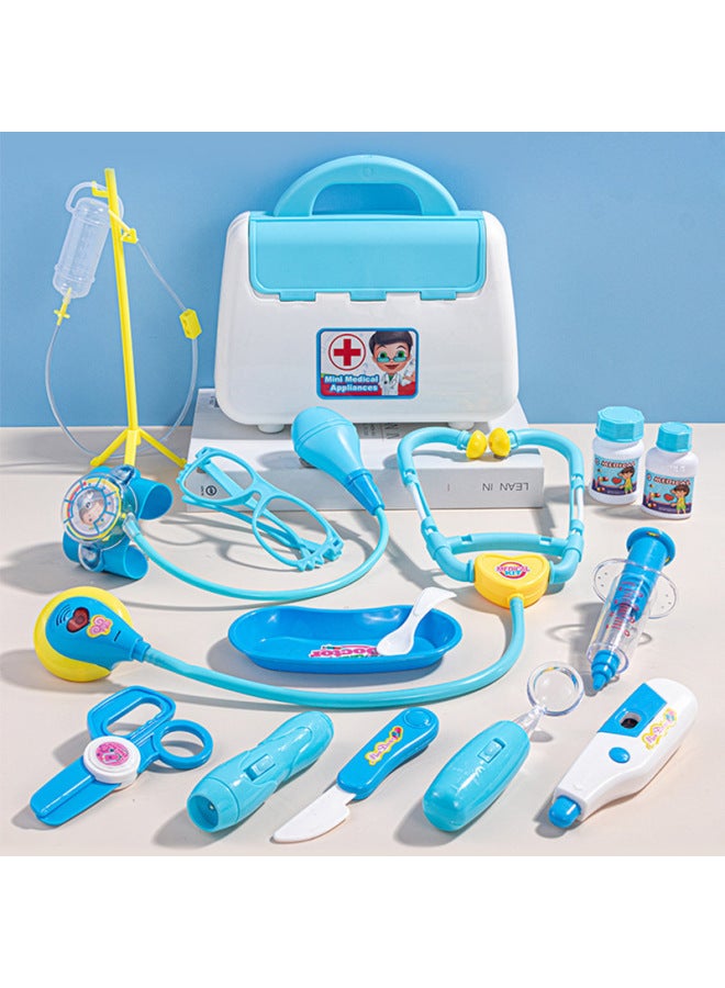 Explosions Small Doctor Toy Play Stethoscope Children's Injection Play House Girl Medical Box Nurse Tool Wholesale-Color:Pink Medical Set Of 15 + Dolls - Image 2