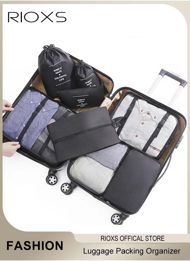 RIOXS - 7 Pcs Packing Cubes, Luggage Packing Organizer For Travel, Packing Cube Organizer Set,  Clothes Shoes Storage Bags, Travel Accessory Organizer For Suitcases Luggage, Convenient Travel Packing Organizer - Image 1