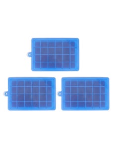 3Pcs Reusable Silicone Ice Cube Tray,Ice Cube Maker with Removable Lid,Easy Demoulding 24 Grids Ice Cube Mold,for Whiskey and Cocktails (Blue)