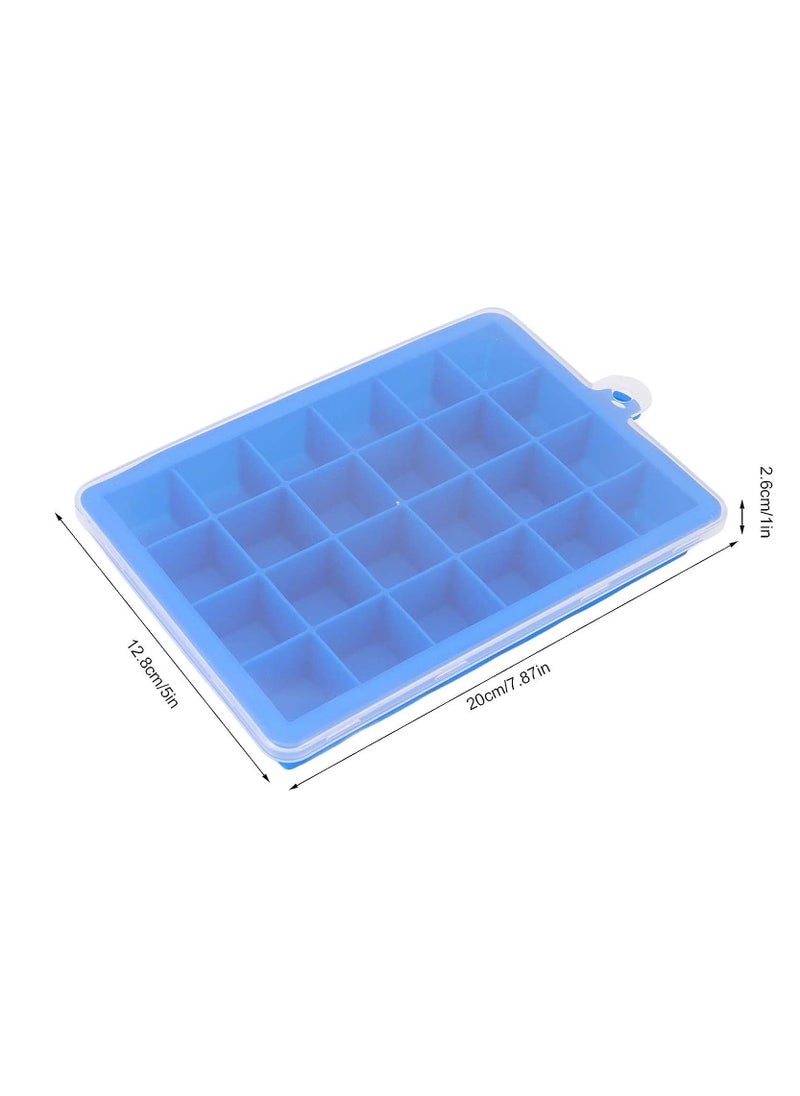 BLOOMING TIME - 3Pcs Reusable Silicone Ice Cube Tray,Ice Cube Maker with Removable Lid,Easy Demoulding 24 Grids Ice Cube Mold,for Whiskey and Cocktails (Blue) - Image 1