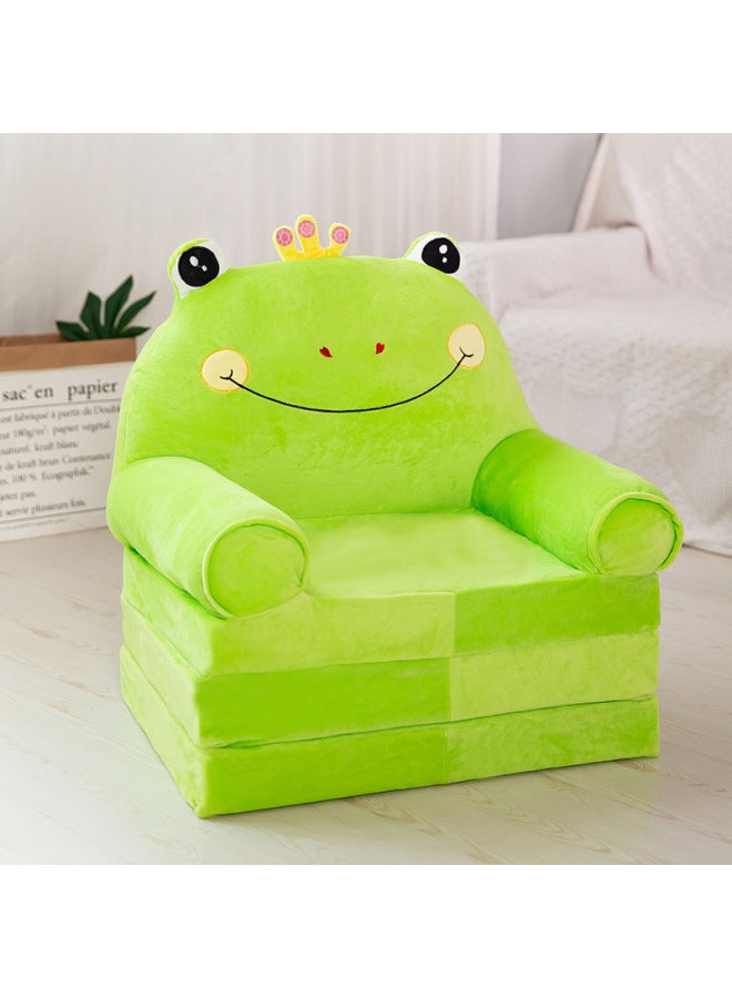 Children's Folding Sofa Bed Nap Cartoon Cute Kindergarten Baby's Small Sofa Lazy Seat Detachable And Washable Three-Layer-Specifications:Two-layer Folding-Color:Frog - Image 1