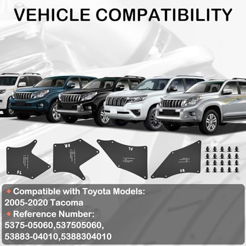 Jiankun Toyota Tacoma Splash Guard Fender Liners Shield - Essential Wheel Well Liners - Top Accessories for 2005-2020 Models - Ultimate Protection and Durability, Black-A - Image 4