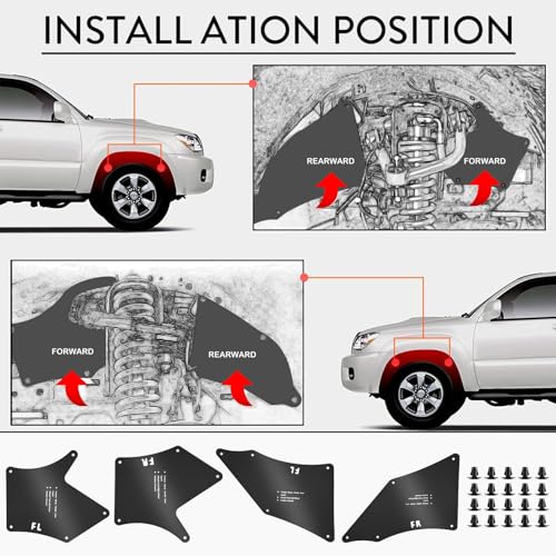 Jiankun Toyota Tacoma Splash Guard Fender Liners Shield - Essential Wheel Well Liners - Top Accessories for 2005-2020 Models - Ultimate Protection and Durability, Black-A - Image 5