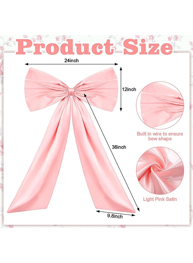 Decor Large Bow for Room, Giant Ribbon Tie for Birthday Party Backdrop Wall Decor, 24 X 36 Inches - Pink - Image 2