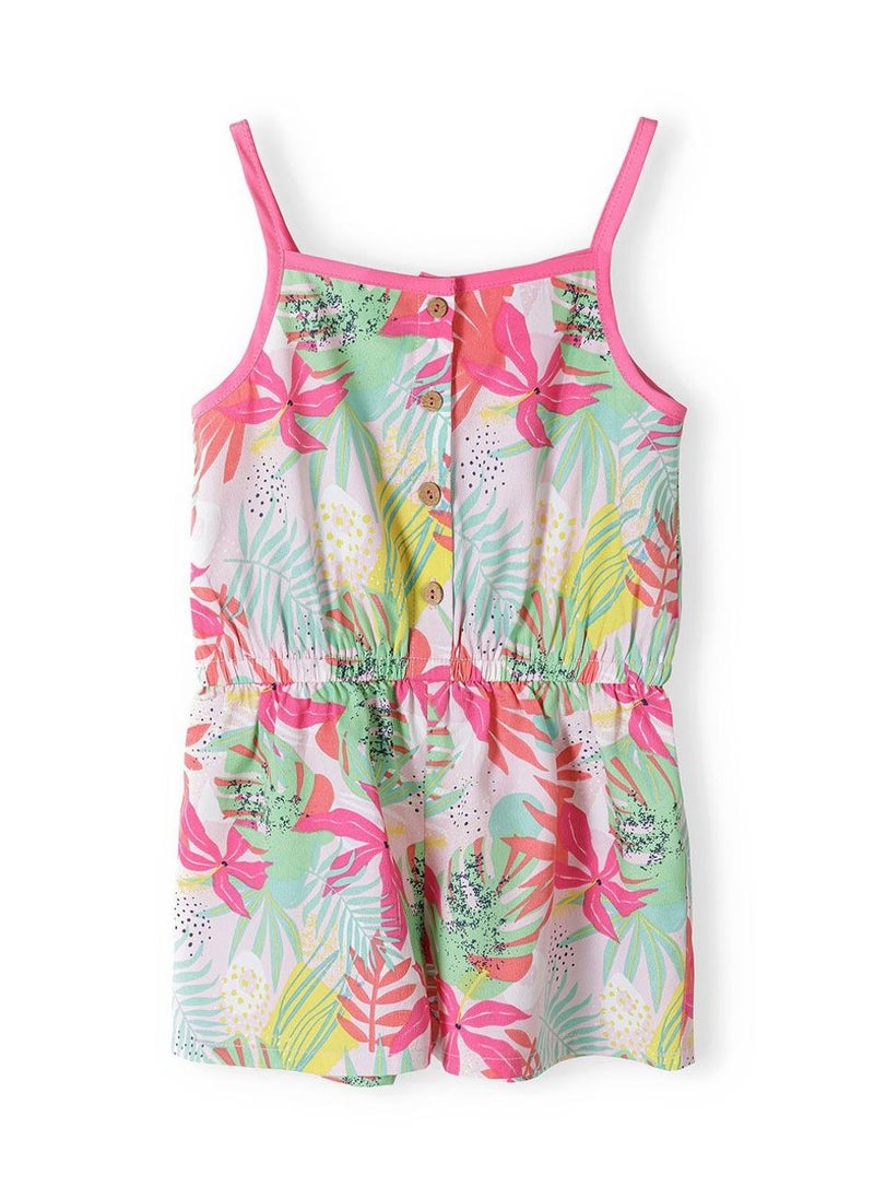 MINOTI Kids Girls Summer Playsuit with Elastic Waist and Straps  - Image 3