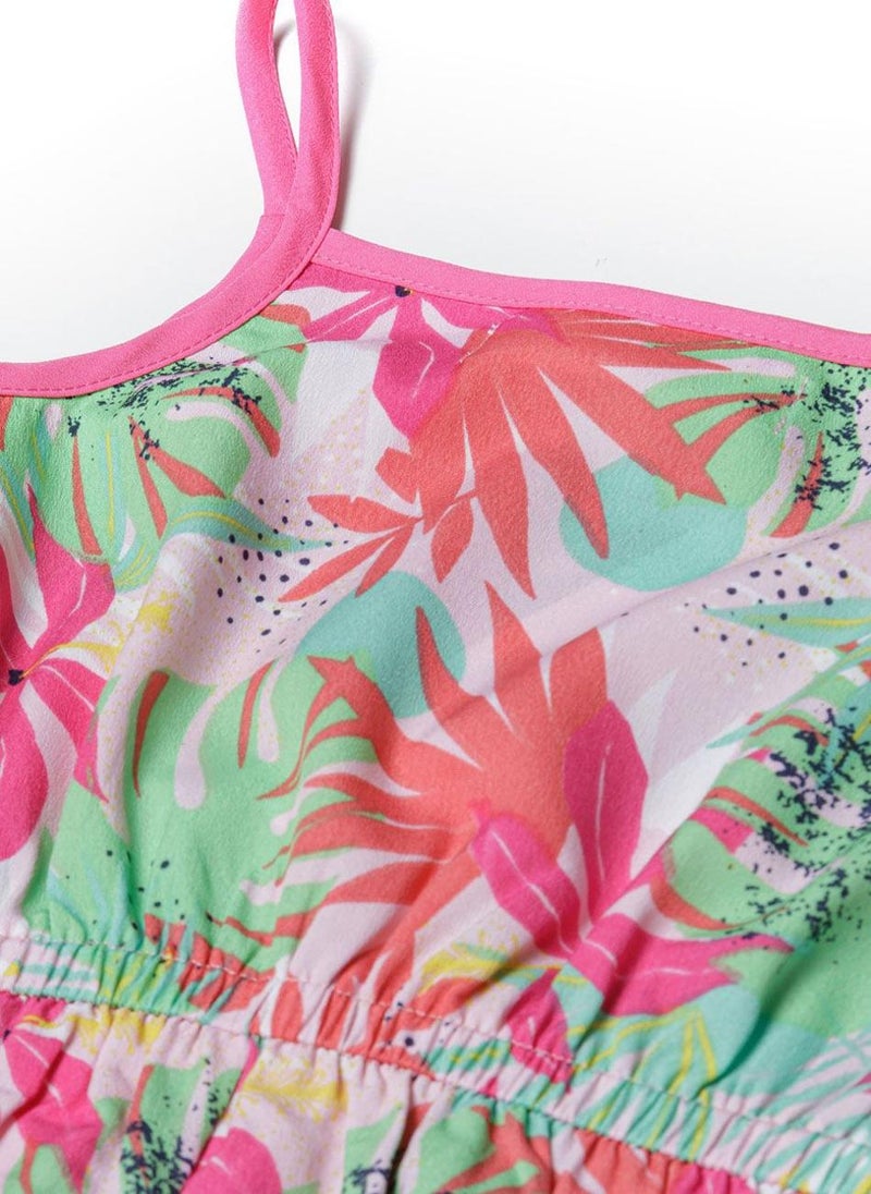 MINOTI Kids Girls Summer Playsuit with Elastic Waist and Straps  - Image 4