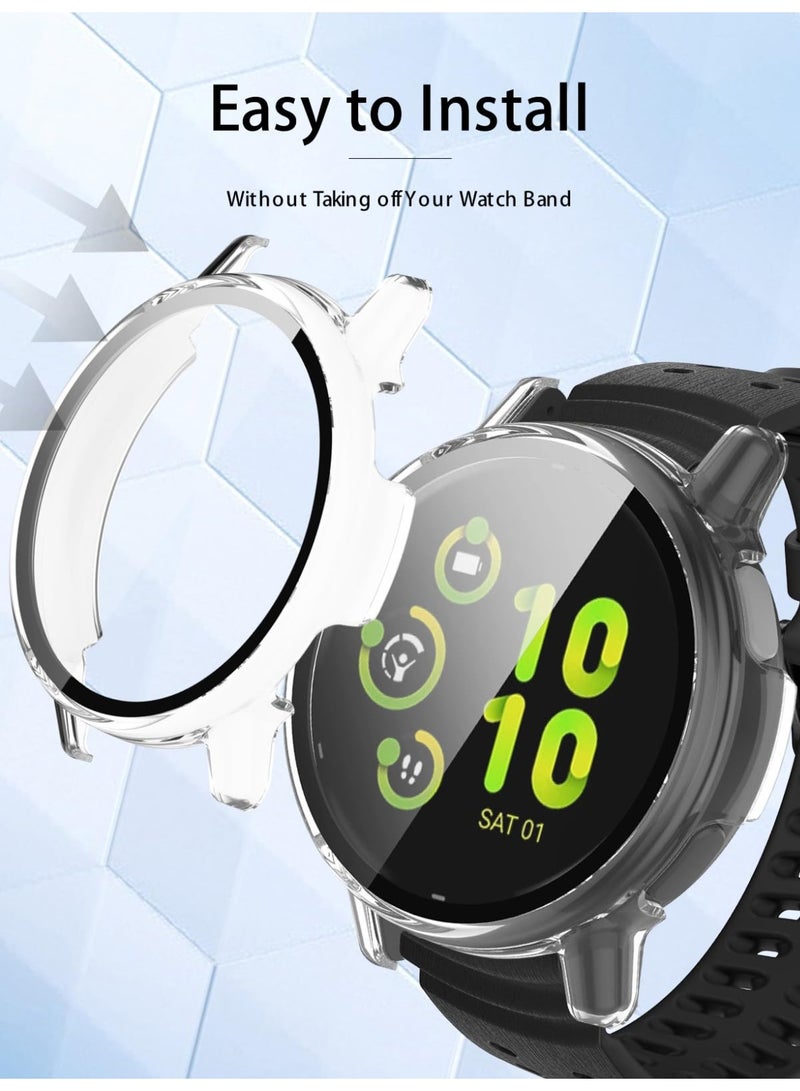 1pcs Glass+Case Protective PC Case Glass For Garmin Vivoactive 6 All-around Screen Protector Bumper Protective Cover Compatible With Vivoactive6 Cover Shell (Clear) - Image 4