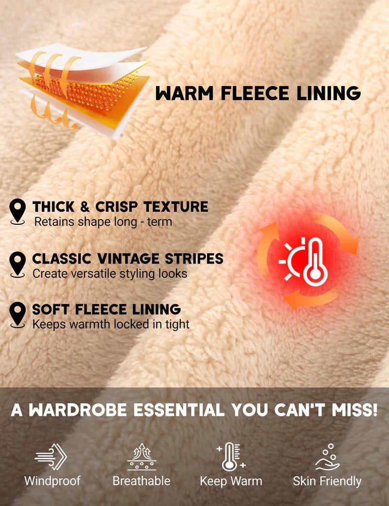 PEHMEA Men's Flannel Shirt Jacket Plaid Sherpa Lined, Warm Fleece Coat for Fall Winter Outdoor(Coffee-M) - Image 5