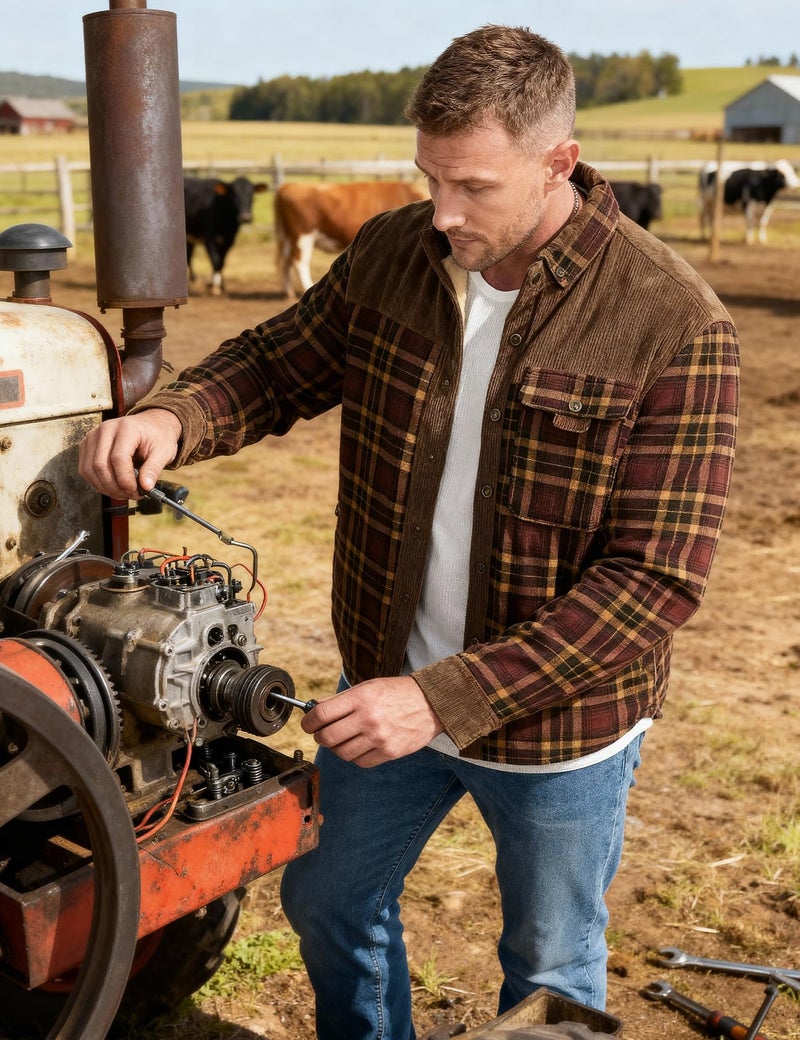PEHMEA Men's Flannel Shirt Jacket Plaid Sherpa Lined, Warm Fleece Coat for Fall Winter Outdoor(Coffee-M) - Image 4