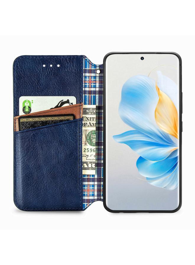 S-TOP Case For Honor 100 5G Cubic Grid Pressed Magnetic Leather Phone Case - Image 4