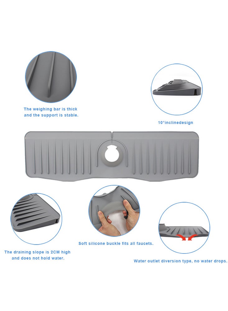Perfii طقم بساط صنبور من السيليكون ملحقات حوض المطبخ والحمام مع واقي من الرذاذ وصينية التقاط التنقيط وحامل إسفنجة صابون الأطباق - Image 5