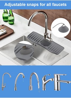 Perfii Silicone Faucet Mat Set Kitchen and Bathroom Sink Accessories with Splash Guard, Drip Catcher Tray, and Dish Soap Sponge Holder  - Image 3