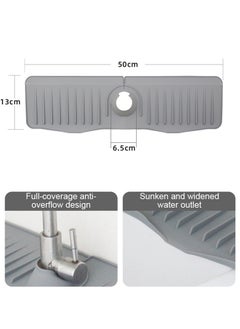Perfii Silicone Faucet Mat Set Kitchen and Bathroom Sink Accessories with Splash Guard, Drip Catcher Tray, and Dish Soap Sponge Holder  - Image 4