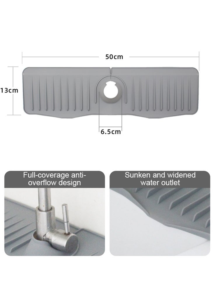 Perfii طقم بساط صنبور من السيليكون ملحقات حوض المطبخ والحمام مع واقي من الرذاذ وصينية التقاط التنقيط وحامل إسفنجة صابون الأطباق - Image 4
