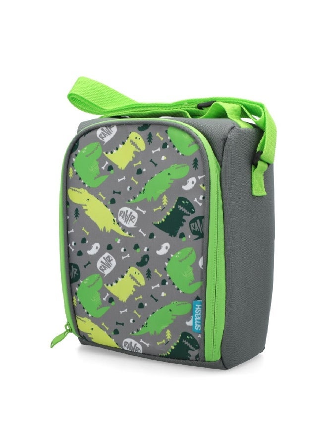 Smash Crocodile Printed Zipper Closure Lightweight Insulated Lunch Bag Grey and Green 27 x 22 x 10 cm 34266 - Image 2