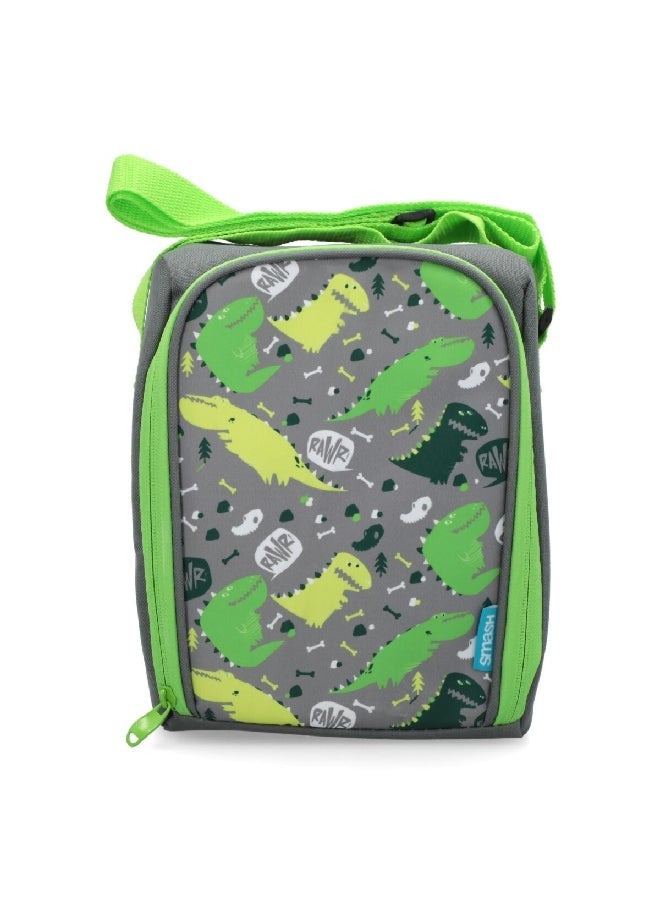 Smash Crocodile Printed Zipper Closure Lightweight Insulated Lunch Bag Grey and Green 27 x 22 x 10 cm 34266 - Image 1