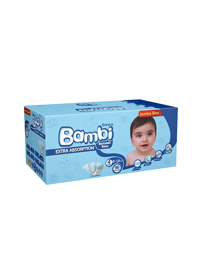 Sanita Bambi Size 4, Large, 8-16 Kg, Jumbo Box, 96 Diapers - Image 3