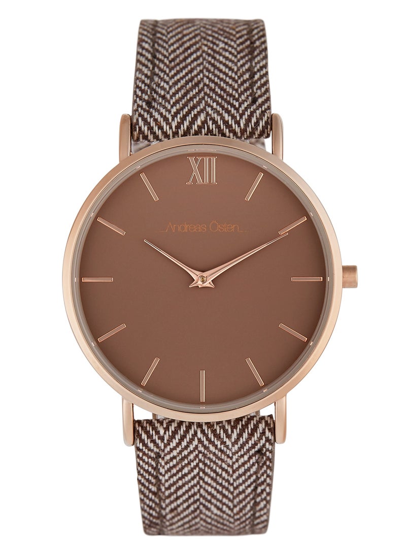 Andreas Osten Andreas Osten Ladies Analog Watch with Woven Fabric Lined Leather Band, AO-250  - Image 1