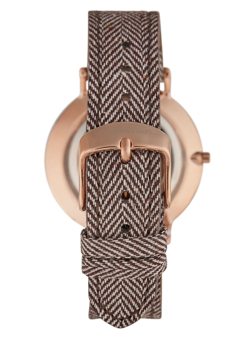 Andreas Osten Andreas Osten Ladies Analog Watch with Woven Fabric Lined Leather Band, AO-250  - Image 2