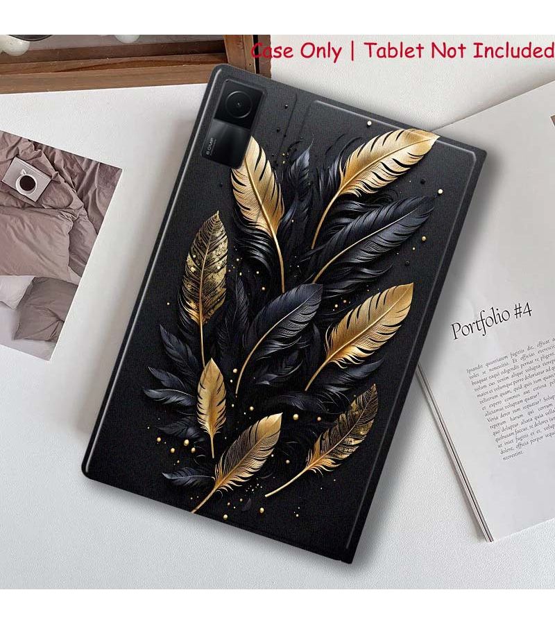 غطاء TPU مدمج لحامل القلم من Xiaomi Redmi Pad SE 8.7 4G - ريشة ذهبية سوداء - Image 4