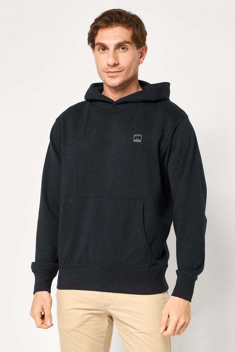 833 POLICE Men Long Sleeves Brand Logo Hoodie, Navy - Image 1