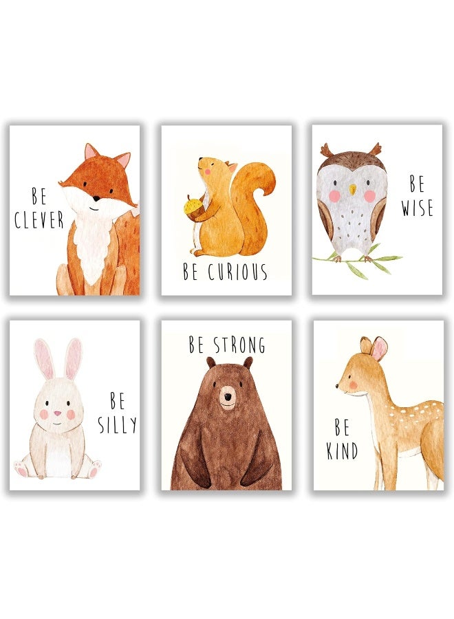 Throwback Traits Woodland Nursery Decor, Baby Animal Pictures for Baby Room, Baby Wall Decor, Nursery Wall Decor, Woodland Nursery Decor for Boys Set of 6 - 8 x 10 Inches - Image 1
