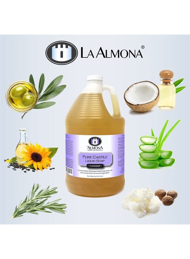 La Almona Pure Castile Liquid Soap, LAVENDER, 1 Gallon - Multipurpose: Hands, Face, Body, Laundry, Dishes & More - For Sensitive Skin, All-Natural Ingredients, Scented with Essential Oils  - Image 2