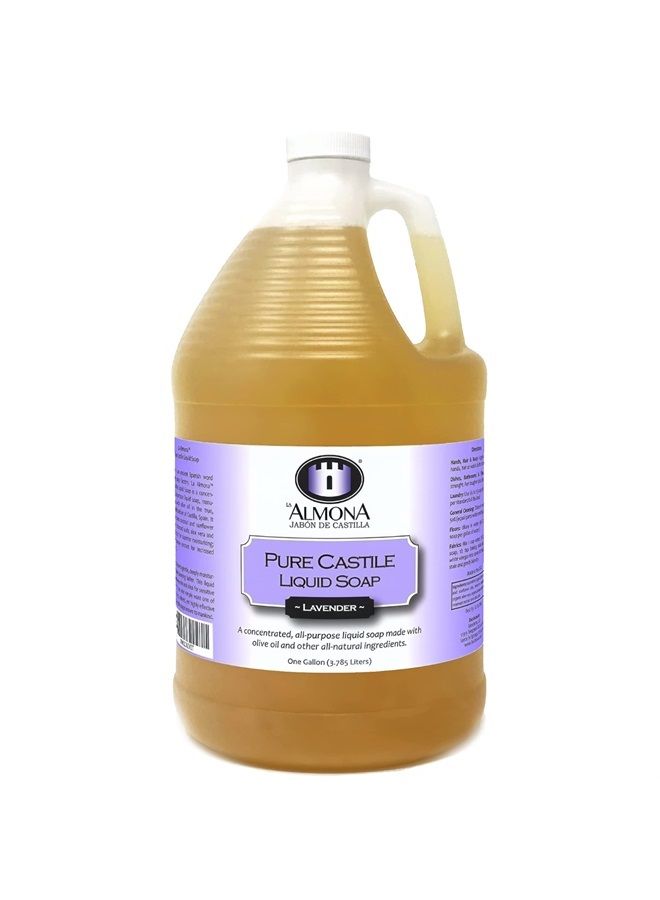 La Almona Pure Castile Liquid Soap, LAVENDER, 1 Gallon - Multipurpose: Hands, Face, Body, Laundry, Dishes & More - For Sensitive Skin, All-Natural Ingredients, Scented with Essential Oils  - Image 1