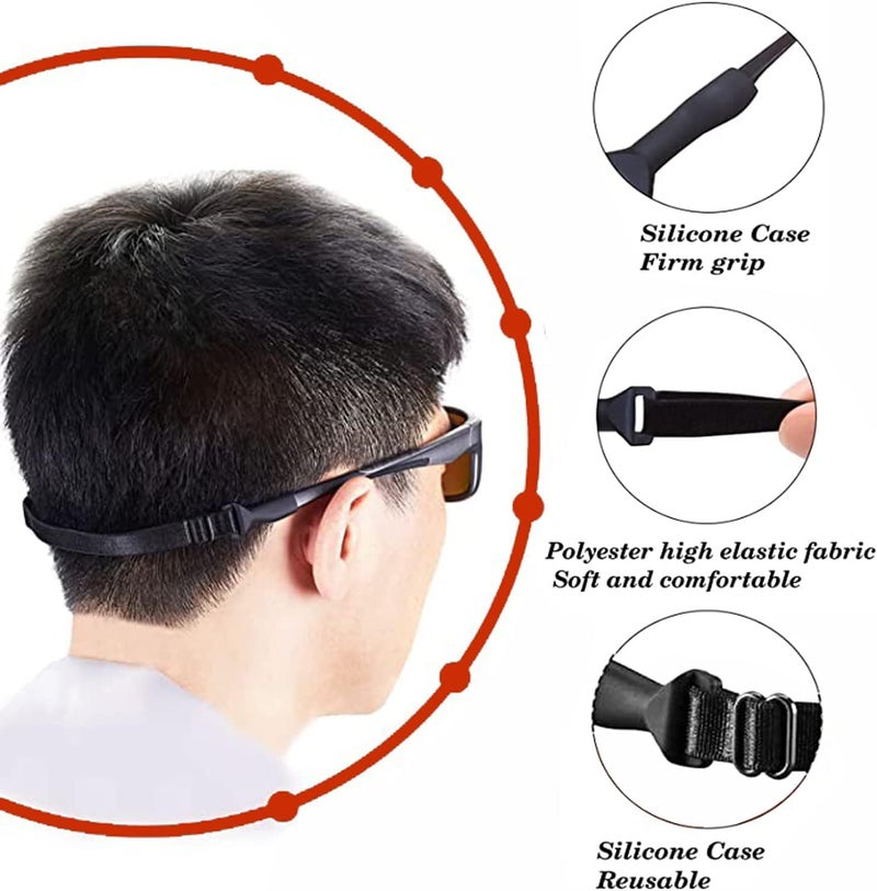 ROSSINI أحزمة نظارات قابلة للتعديل ROCF ROSSINI - 6 قطع حزام مرن بدون ذيل للنظارات الشمسية للرجال والنساء وحبال نظارات الأطفال - Image 3