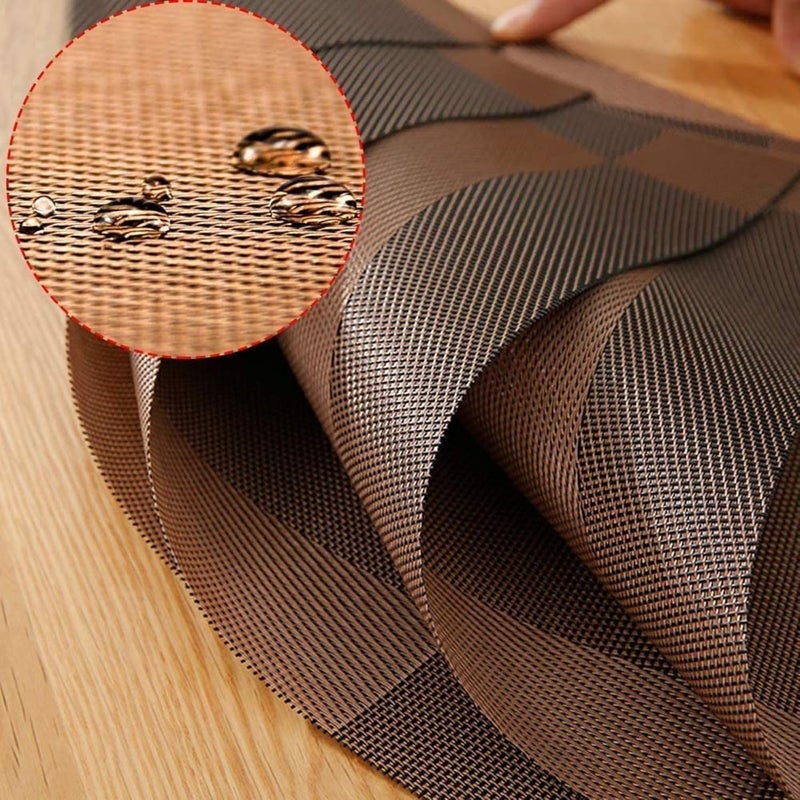 Baskety (Set of 4 PCS) Eco-Friendly Colorful Mats Place Mats Tablemates Dining Tablemates Washable Heat-Resistant for Dining Table 30cm*45 cm Dining Table Kitchen Placemats(Brown) - Image 2