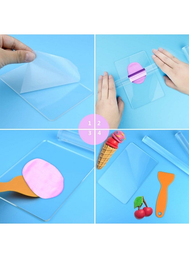 Marrywindix 5 Pieces Polymer Clay Diy Tool Marrywindix Acrylic Clay Roller With Acrylic Sheet Backing Board Plastic Scraper Assisted Shovel Rubber Clay Tools Molds For Shaping And Sculpturing Modelling - Image 3