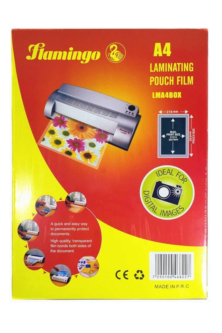 Flamingo A4 Size Laminating Pouch 125 Micron 210×297mm 100 Pieces - Image 1