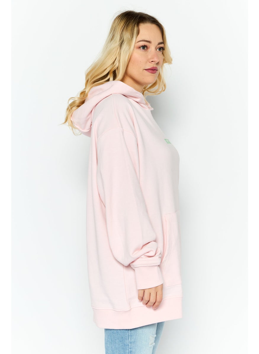 Night Addict Women Hooded Brand Logo Sweatshirt, Pink  - Image 3