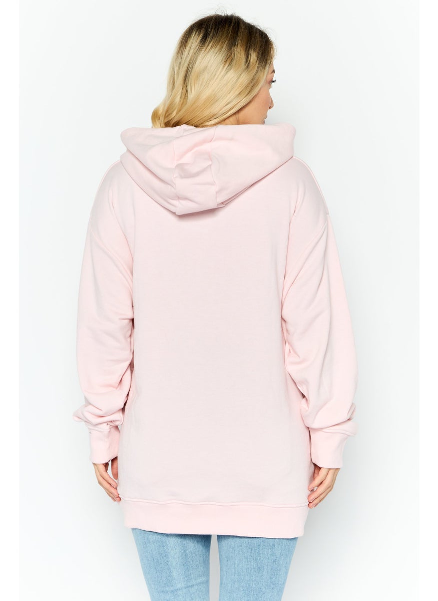Night Addict Women Hooded Brand Logo Sweatshirt, Pink  - Image 4