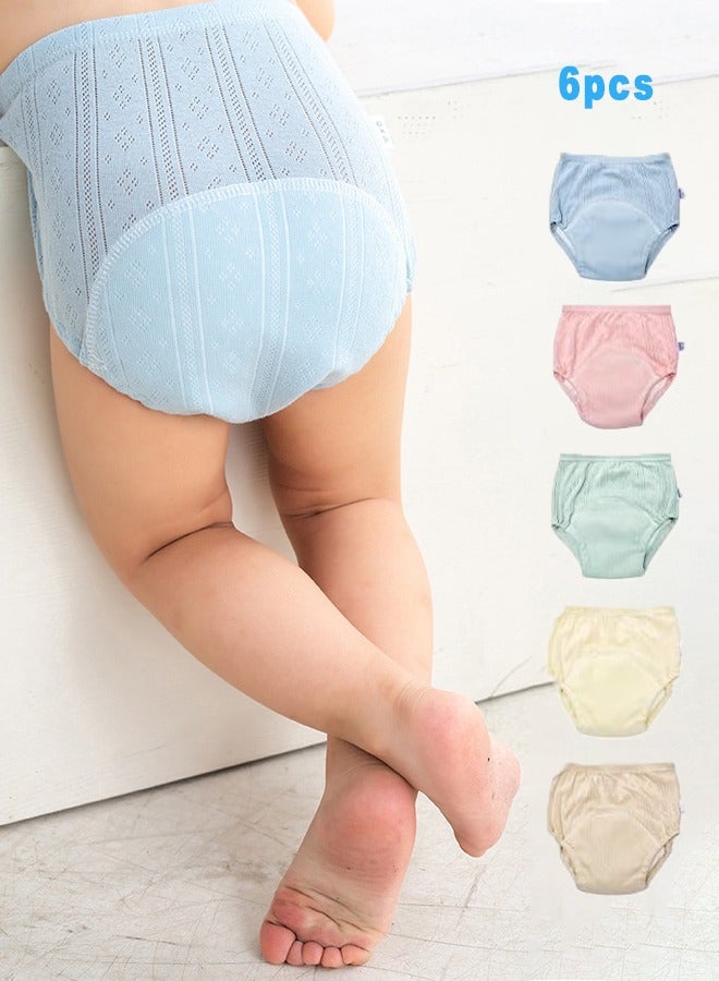 6 Pieces Breathable Potty Training Underwear, 6 Layers Breathable Cotton Absorbent Trainer Pants for Toddler Baby Boys Girls Waterproof  - Image 1
