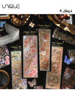 Unique 12 Pieces of Three-dimensional Gold Plated PET Stickers - Flower Stickers - Aesthetic Holographic Diary Vintage Scrapbook Decoration - Transparent Waterproof Plant Water Bottle Laptop Mobile Phone  - Image 1