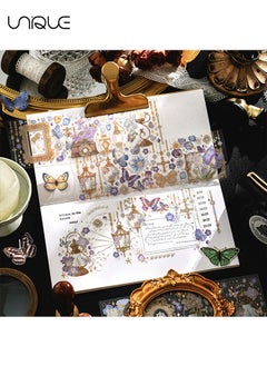 Unique 12 Pieces of Three-dimensional Gold Plated PET Stickers - Flower Stickers - Aesthetic Holographic Diary Vintage Scrapbook Decoration - Transparent Waterproof Plant Water Bottle Laptop Mobile Phone  - Image 4