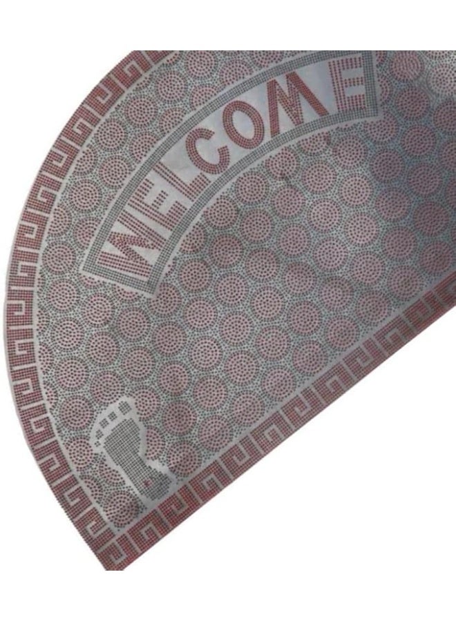 Half Round Door Mat Welcome Non Slip Entrance Floor Mat Durable Rubber Doormat Indoor Outdoor Dirt Trap Shoe Scraper Mat For Home Entrance Patio Bathroom Floor Rug (Red) - Image 1