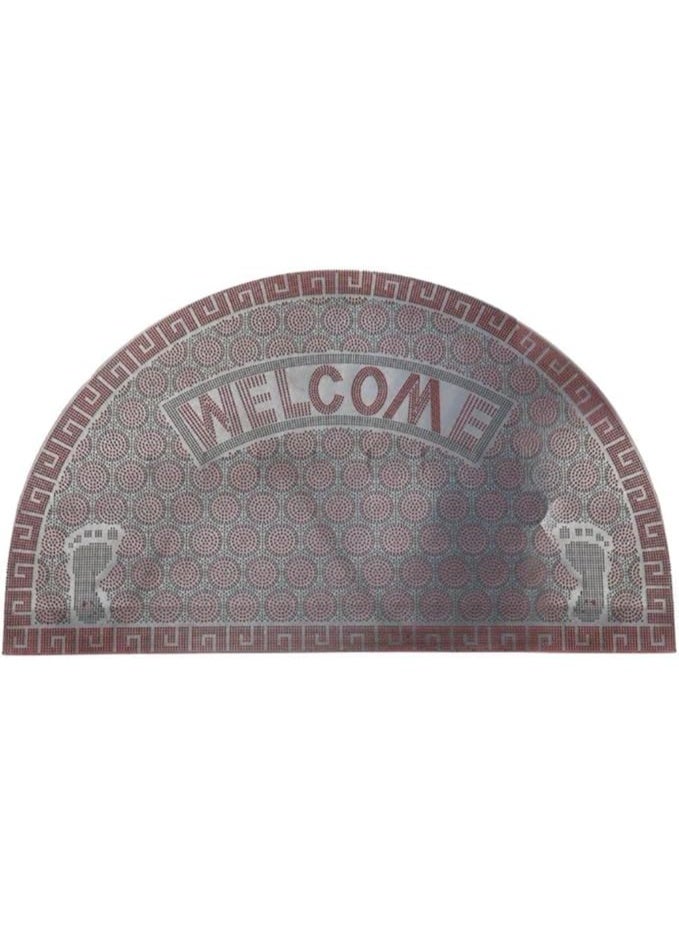 Half Round Door Mat Welcome Non Slip Entrance Floor Mat Durable Rubber Doormat Indoor Outdoor Dirt Trap Shoe Scraper Mat For Home Entrance Patio Bathroom Floor Rug (Red) - Image 2