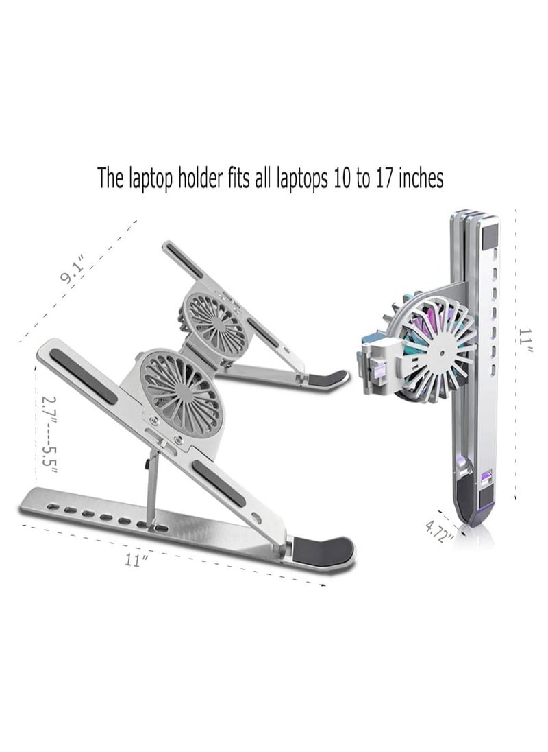 Generic Adjustable Laptop Stand with USB Cooling Fan, Aluminum Foldable Cooling Holder for Laptops 10-17 Inches  - Image 2