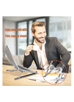 ماركة غير محددة حامل لاب توب قابل للتعديل مع مروحة تبريد USB، حامل كمبيوتر ألومنيوم قابل للطي لحمل أجهزة اللاب توب من مقاس 10-17 بوصة  - Image 4